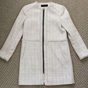 Zara White Tweed Coat